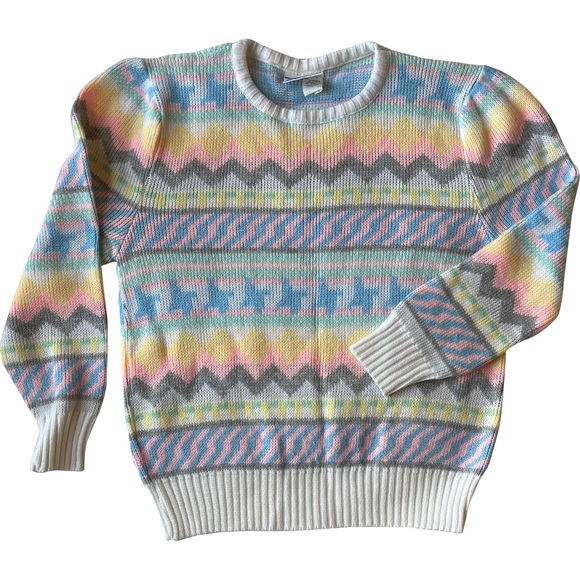 Colorful pastel sweater 1980s vintage - kawaii sweater - Picture 1 of 2